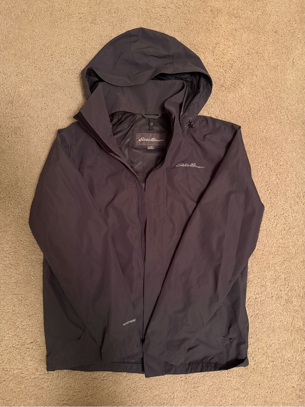 Eddie Bauer Men’s Hooded Charcoal Gray Raincoat